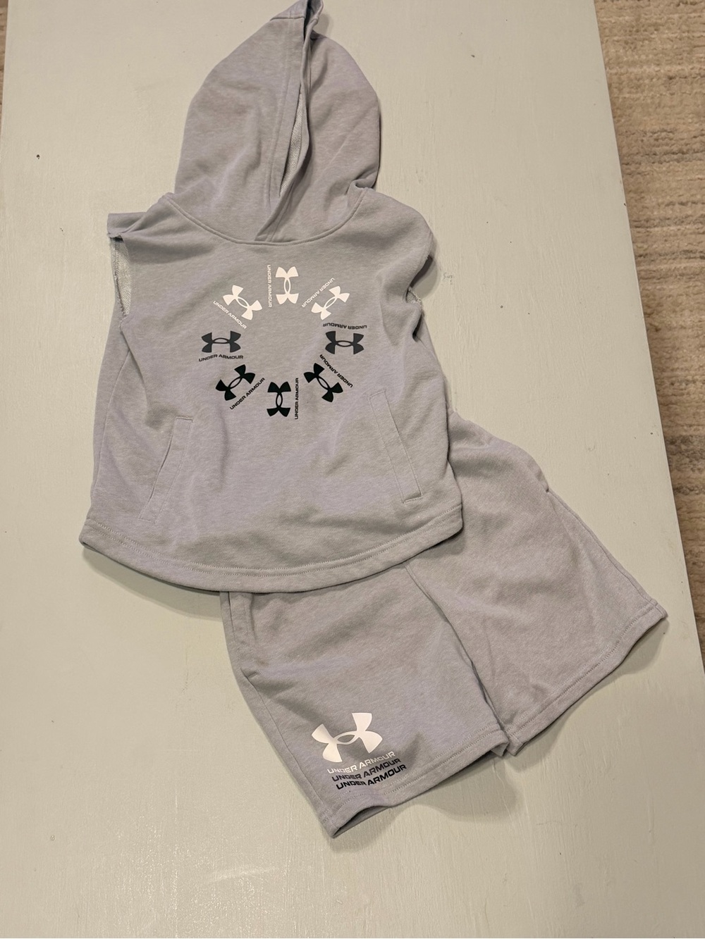 Under Armour Light Gray Hoodie & Shorts Set